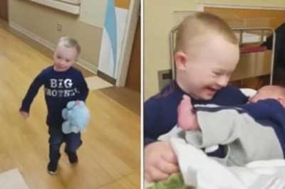 Chłopczyk z zespołem Downa pierwszy raz zobaczył swojego młodszego brata! Jego reakcja jest magiczna! 