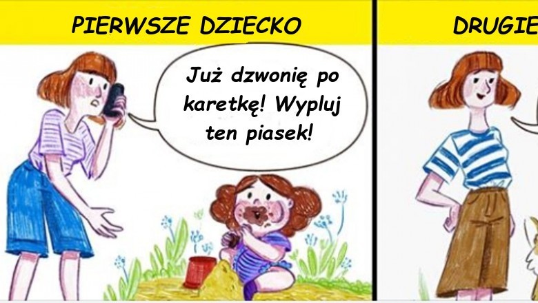 10 szczerych komiksów, które pokazują różnicę między pierwszym i drugim dzieckiem.