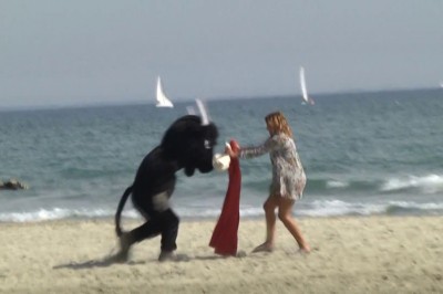 Bądźcie czujni trzepiąc ręczniki na plaży. Remi jako plażowy byk atakuje ludzi :D