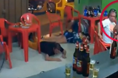 Niesamowity film z baru. Był tak zagapiony w telefon, że nie zauważył napadu