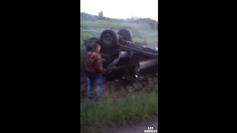 Gaz do dechy i lecimy. Przednia zabawa na polnej drodze zakończona dachowaniem