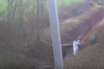 Wandal pomalował pociąg pędzący 130 km/h. Odpowiednio się do tego przygotował