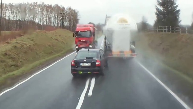 Sekundy od tragedii podczas wyprzedzania. Filmik ku przestrodze