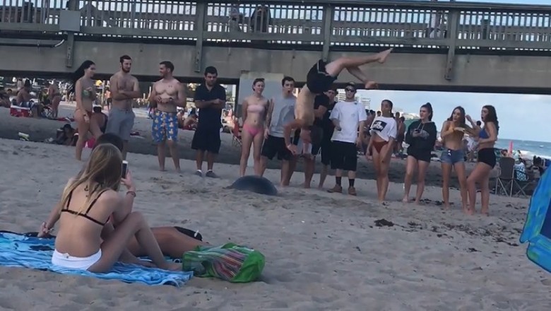 Chciał zrobić popis przed dziewczynami na plaży. Wyszła lekka żenada 