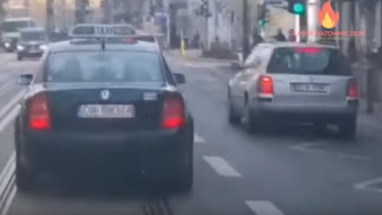 Sanitariusz nagrał kierowcę TAXI, który blokował przejazd karetki we Wrocławiu