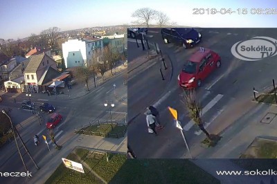 Instruktor „nauki jazdy” kontra pani na przejściu. Nagranie z miejskiego monitoringu