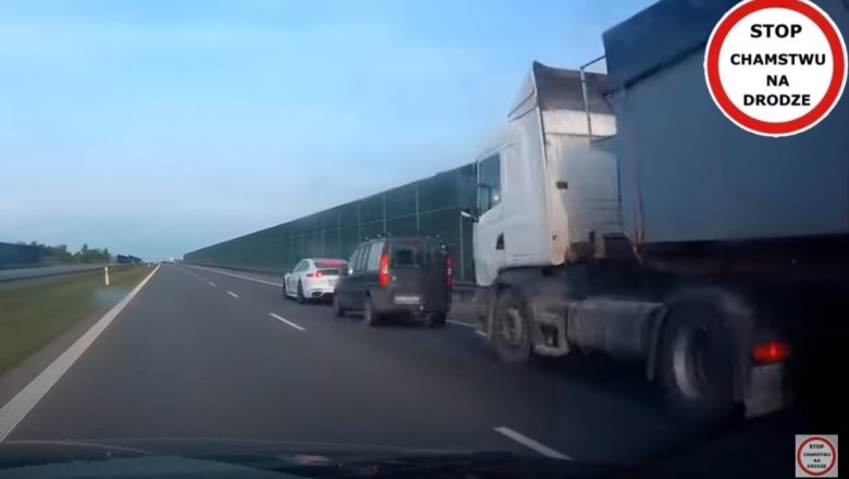 Szeryf w Porsche prawie doprowadza do wypadku na autostradzie A2 