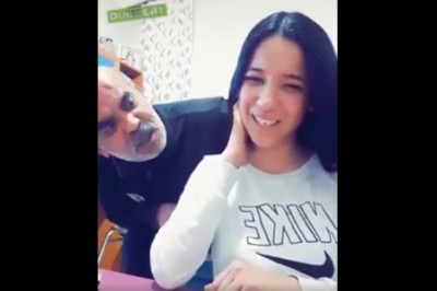 Córka postanowiła konkretnie wkręcić ojca. Jego mina bezcenna