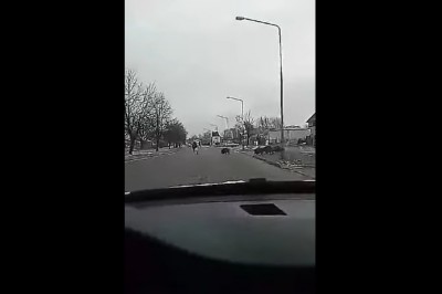 W Zawierciu stado dzików goniło przechodnia. Nagranie ze zdarzenia 
