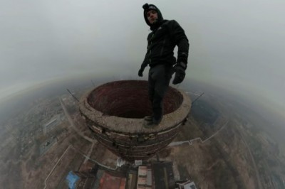 Gość wszedł na 120 metrowy Ślonski Komin bez zabezpieczenia i nagrał filmik