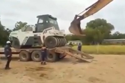 Gorzej już się tego nie dało zrobić. Zdolny operator koparki w akcji 