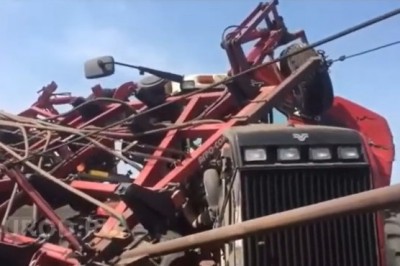 Pracownik na bani przyłapany przez właściciela. Skasował sprzęt rolniczy 