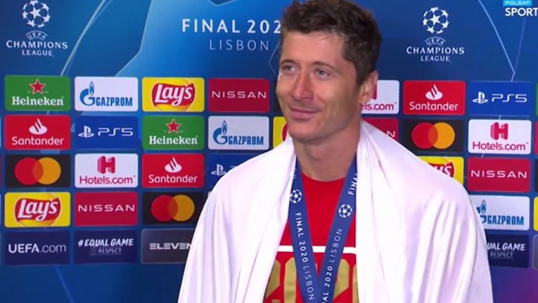 Wzruszony Robert Lewandowski udziela wywiadu po finale LM