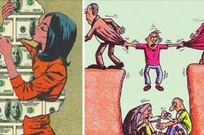 Dające do myślenia ilustrację, odkrywające smutną prawdę na temat dzisiejszego świata