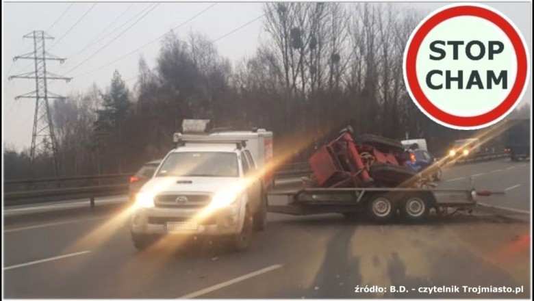 Miotało nim po całej drodze, ale jechał dalej. Finał jazdy na obwodnicy Gdańska 