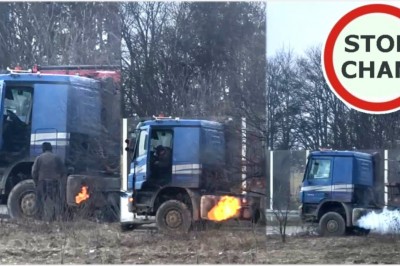 Zapaliła mu się ciężarówka. Postanowił na nią podmuchać 
