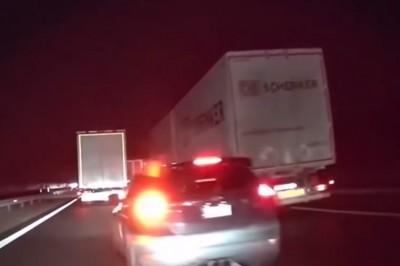 Wkurzony kierowca osobówki kontra kierowca TIRa