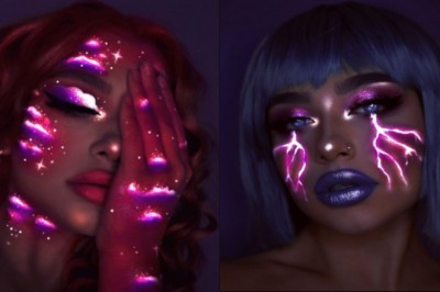 Używa kosmetyki, ultrafiolet i światło, by tworzyć makijaż świecący w ciemności