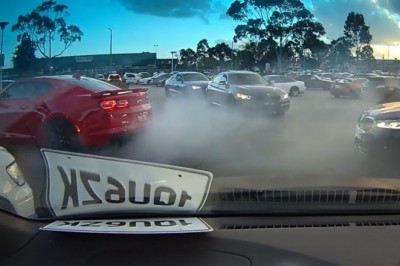 Szybka wtopa podczas palenia opon na parkingu