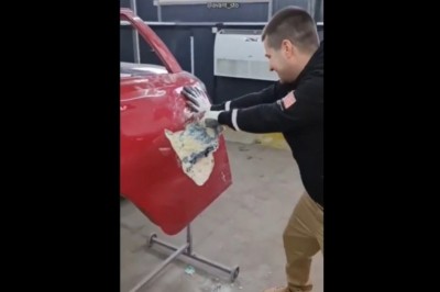 Blacharz przeszedł samego siebie. Zamiast szpachli jeansy