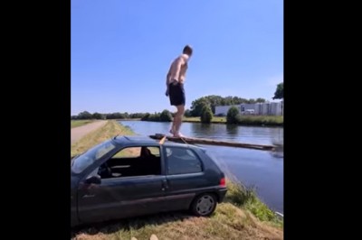 Chciał się popisać skokiem do wody z auta przed kumplami