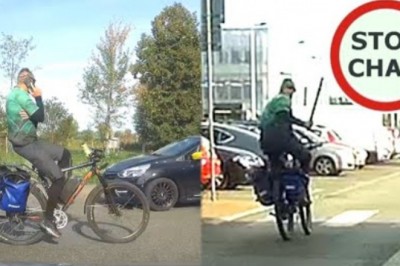 Rowerzysta groził pałką i rozmawiał przez tel nie trzymając kierownicy
