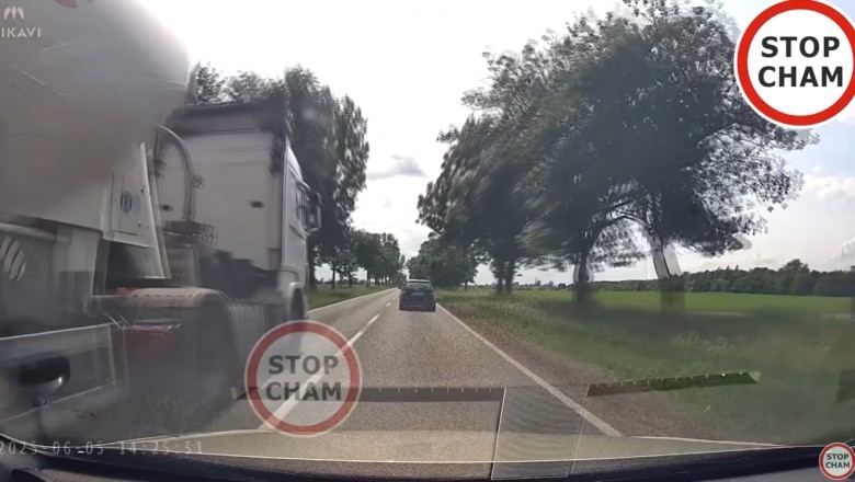 TIRem na czołówkę. Spychał samochody z drogi