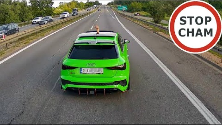 Żenujące zachowanie kierowcy w Audi. Tak bardzo mu się spieszyło [NAGRANIE]