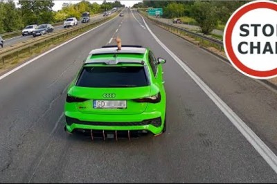 Żenujące zachowanie kierowcy w Audi. Tak bardzo mu się spieszyło [NAGRANIE]
