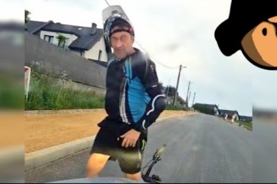 Agresywny rowerzysta przez prawie kilometr blokował drogę. Wszystko nagrała kamera