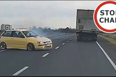 Kierowca BMW wyprzedza na czołówkę i ucieka. Kierowca Seata ruszył za nim w pościg