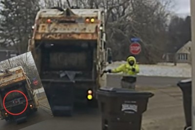 Schował się w śmietniku przed policją, miał pecha, bo właśnie podjechała śmieciarka
