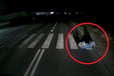 Spał na przejściu dla pieszych. Kierowca TIRa zauważył go w ostatniej chwili